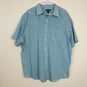 Lands End Men’s Short Sleeve Button Down Checkered Shirt. Size XXL. 18-18 1/2.